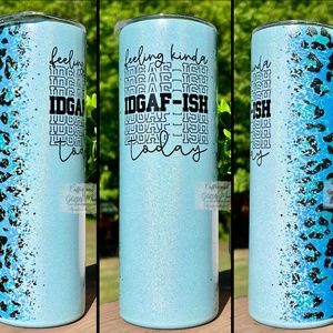 Feeling IDGAF-Ish Today Animal Print 20oz Mint Rainbow Skinny Tumbler Beach Summ